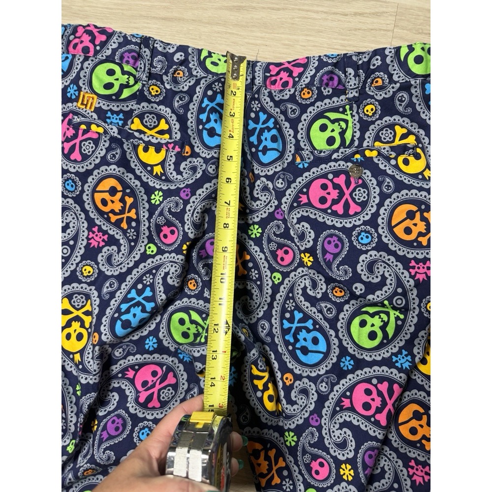 Loudmouth Golf Pants 38 x 29 Men Paisley Skull Crossbones Colorful Cotton Spandx - Picture 7 of 7